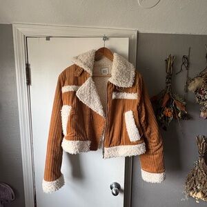 BDG Tan Corduroy Teddy Jacket with Cream Sherpa